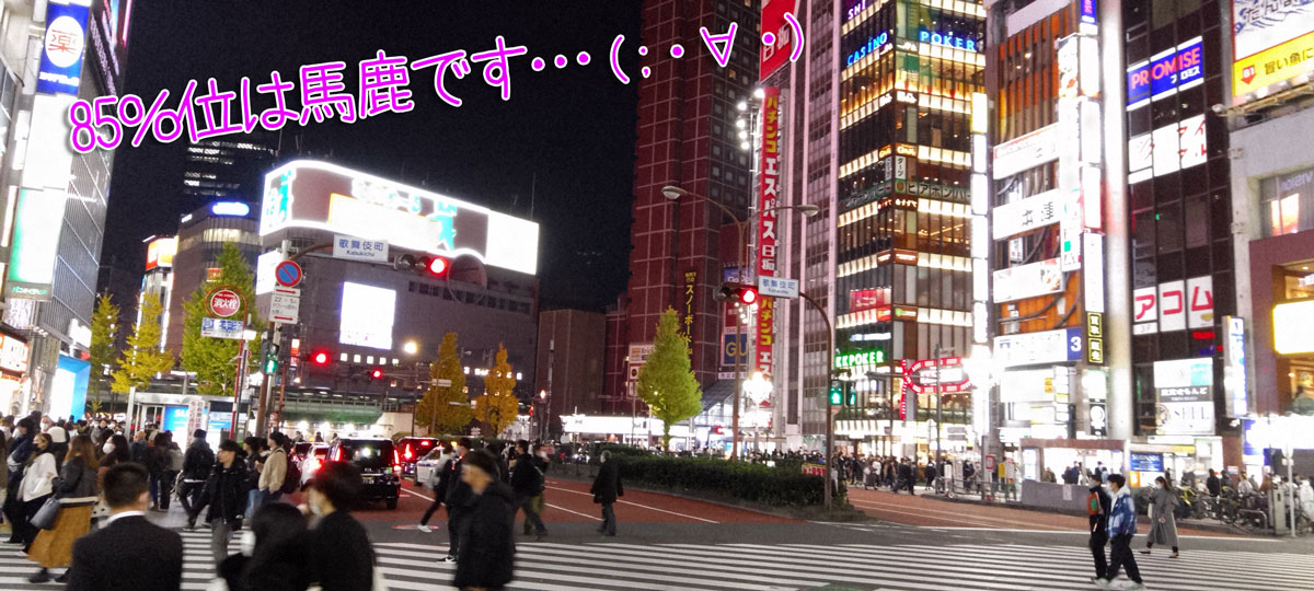 夜の世界の人たちの85％くらいは、自覚症状のない馬鹿です(@_@。　私も同じですね(;・∀・)